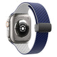 Frendorf | Für Apple Watch Series 3 42mm Carbonfaser Magnet schwarz Schnalle Armband (Königsblau Weiß)