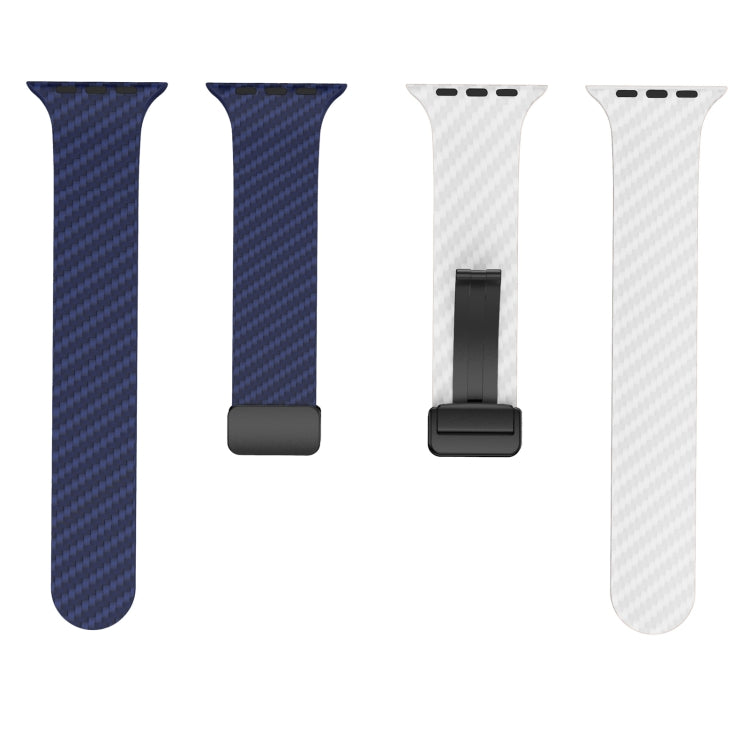 Frendorf | Für Apple Watch Series 3 42mm Carbonfaser Magnet schwarz Schnalle Armband (Königsblau Weiß)