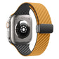 Frendorf | Für Apple Watch Series 3 42 mm Carbonfaser Magnet Black Buckle Watch Band (Hellbraun Schwarz)