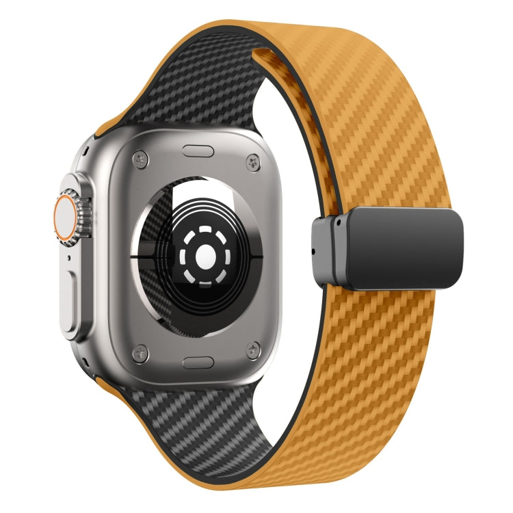 Frendorf | Für Apple Watch Series 3 42 mm Carbonfaser Magnet Black Buckle Watch Band (Hellbraun Schwarz)