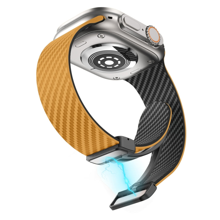 Frendorf | Für Apple Watch Series 3 42 mm Carbonfaser Magnet Black Buckle Watch Band (Hellbraun Schwarz)