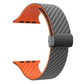 Frendorf | Für Apple Watch Series 3 42mm Carbonfaser Magnet Schwarz Schnalle Uhrband (Räumlich Grau Orange)