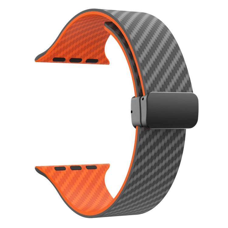 Frendorf | Für Apple Watch Series 3 42mm Carbonfaser Magnet Schwarz Schnalle Uhrband (Räumlich Grau Orange)