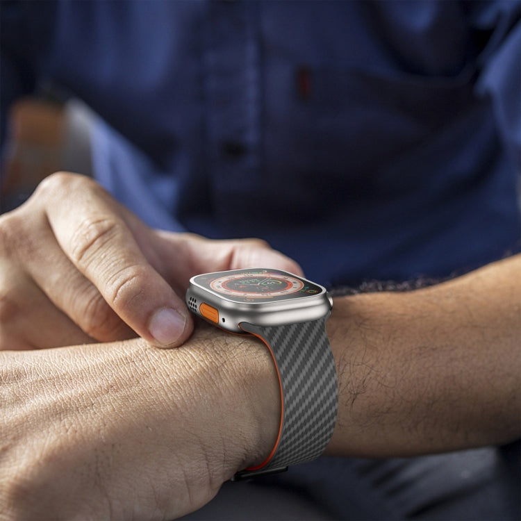 Frendorf | Für Apple Watch Series 3 42mm Carbonfaser Magnet Schwarz Schnalle Uhrband (Räumlich Grau Orange)