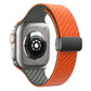 Frendorf | Für Apple Watch Series 2 42mm Kohlefaser Magnet Schwarz Schnalle Uhrband (Orange Gras)