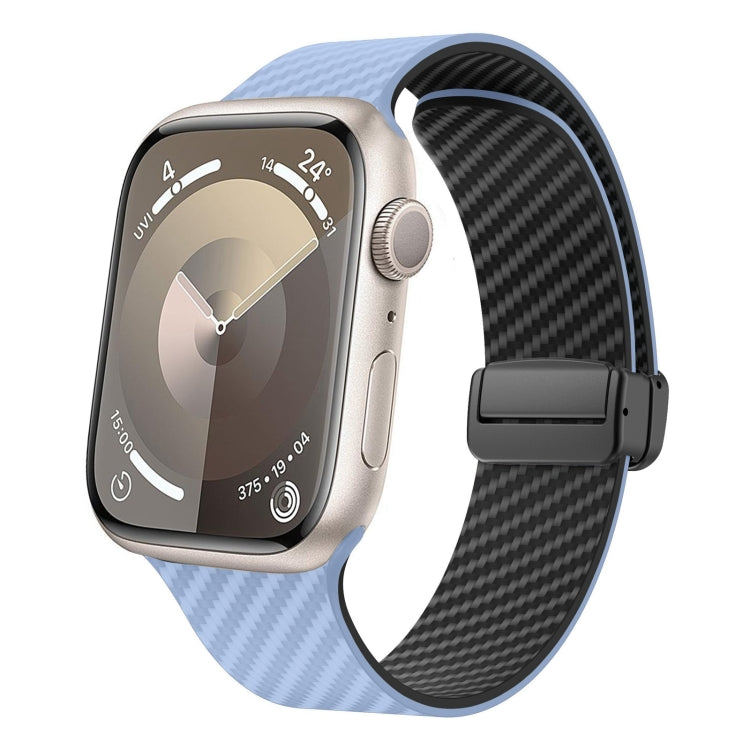 Frendorf | Für Apple Watch Series 2 42mm Kohlefaser Magnet Schwarz Schnalle Uhrband (Hellblau Schwarz)