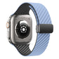 Frendorf | Für Apple Watch Series 2 42mm Kohlefaser Magnet Schwarz Schnalle Uhrband (Hellblau Schwarz)