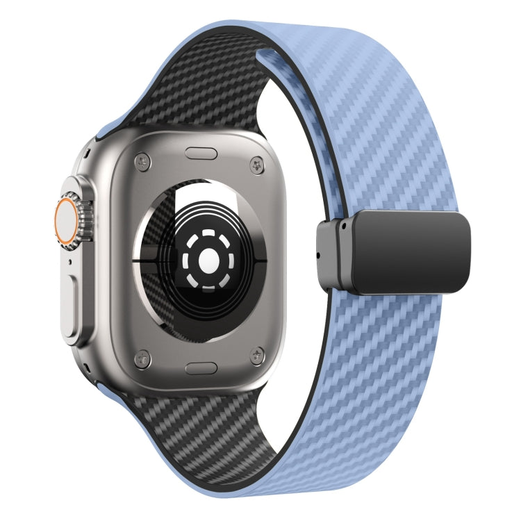 Frendorf | Für Apple Watch Series 2 42mm Kohlefaser Magnet Schwarz Schnalle Uhrband (Hellblau Schwarz)