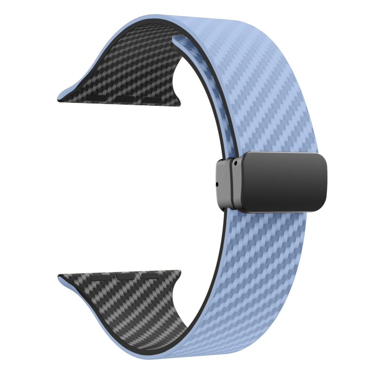 Frendorf | Für Apple Watch Series 2 42mm Kohlefaser Magnet Schwarz Schnalle Uhrband (Hellblau Schwarz)