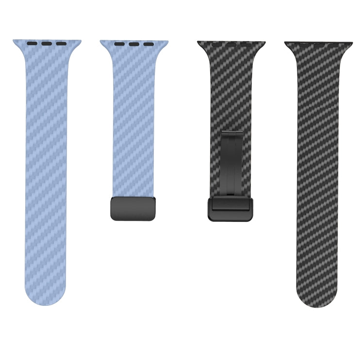 Frendorf | Für Apple Watch Series 2 42mm Kohlefaser Magnet Schwarz Schnalle Uhrband (Hellblau Schwarz)