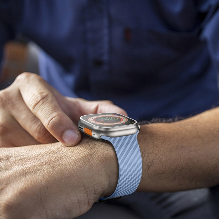Frendorf | Für Apple Watch Series 2 42mm Kohlefaser Magnet Schwarz Schnalle Uhrband (Hellblau Schwarz)