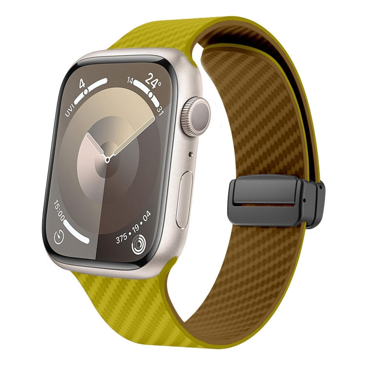 Frendorf | Für Apple Watch Series 2 38mm Kohlefaser Magnet schwarze Schnalle Armband (Olive Braun)