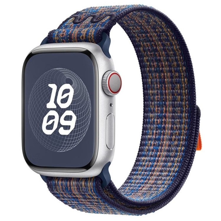 Frendorf | Für Apple Watch Series 5 40mm Loop Nylon Uhrband (Royalblau Orange)