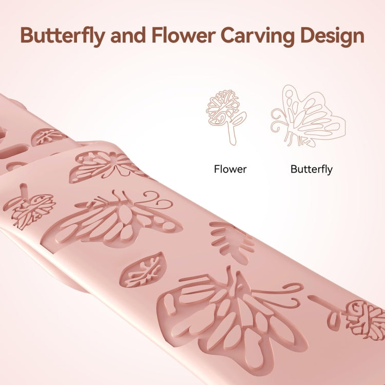 Frendorf | Für Apple Watch SE 2023 40mm Schmetterlingsblumen-Prägung Silikon-Uhrenband (Retro Rose)