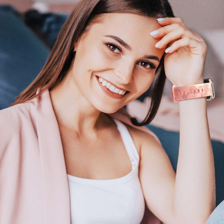 Frendorf | Für Apple Watch SE 2023 40mm Schmetterlingsblumen-Prägung Silikon-Uhrenband (Retro Rose)