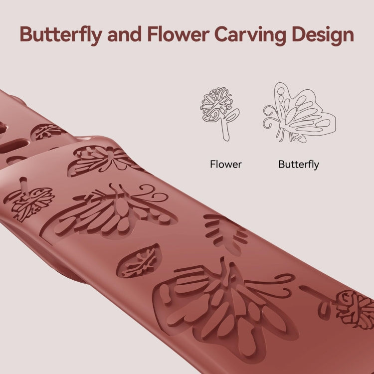 Frendorf | Für Apple Watch Series 4 40mm Schmetterlingsblumen-Präge-Silikon-Uhrenarmband (Ziegelrot)