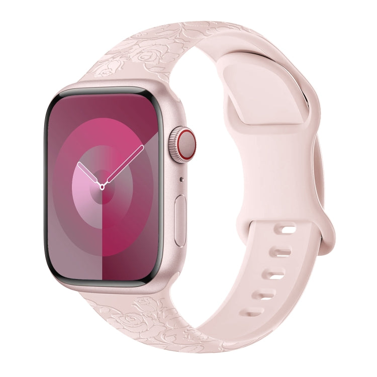 Frendorf | Für Apple Watch SE 2023 40mm Rosa Prägung Silikon Uhrenarmband (Pink)