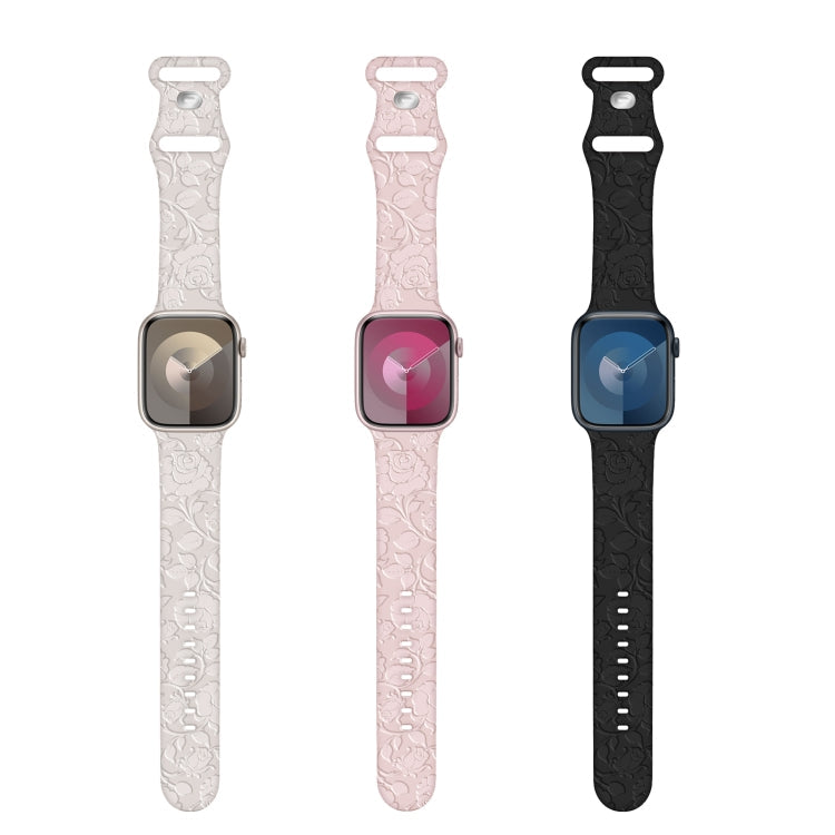 Frendorf | Für Apple Watch SE 2023 40mm Rosa Prägung Silikon Uhrenarmband (Pink)