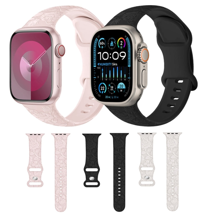 Frendorf | Für Apple Watch SE 2023 40mm Rosa Prägung Silikon Uhrenarmband (Pink)