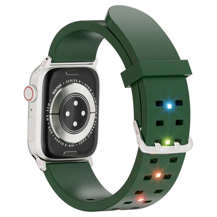 Frendorf | Für Apple Watch SE 2023 40mm Leuchtendes Buntes Licht Silikon Uhrband (Grün)