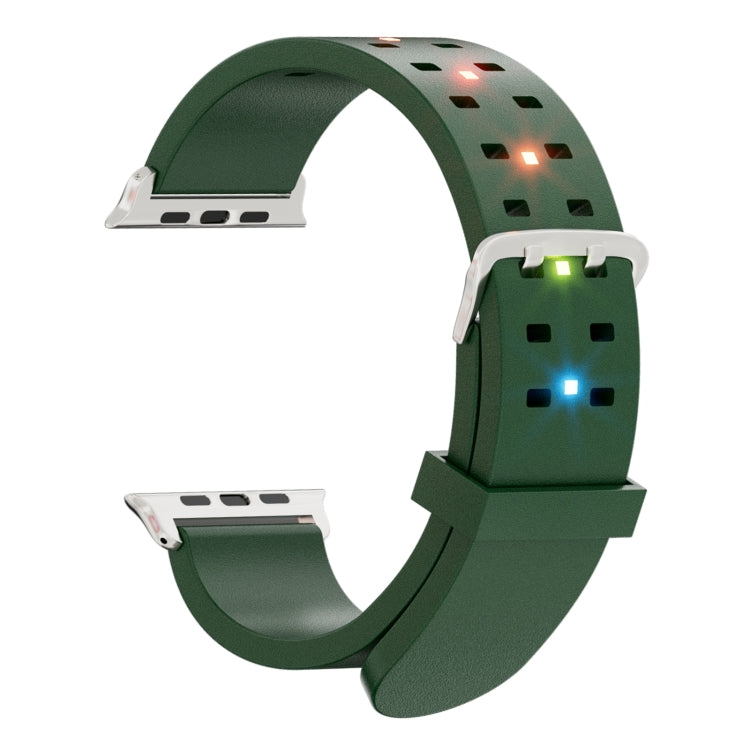 Frendorf | Für Apple Watch SE 2023 40mm Leuchtendes Buntes Licht Silikon Uhrband (Grün)