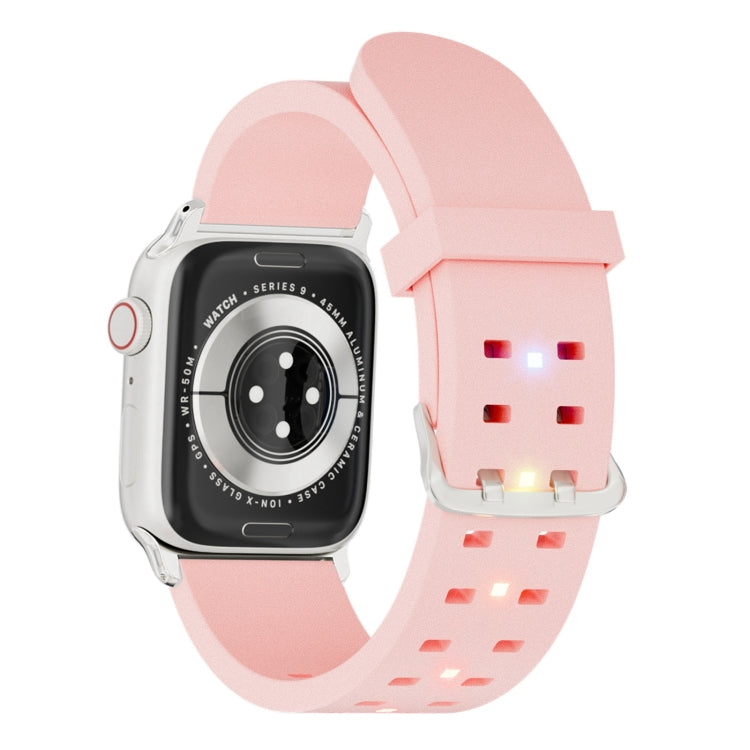 Frendorf | Für Apple Watch Series 4 40mm Leuchtendes Farbige Licht Silikon Armband (Rosa)