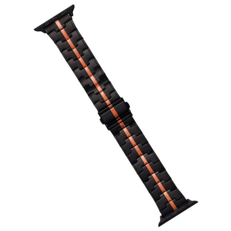 Frendorf | Für Apple Watch SE 44mm Edelstahl Uhrenarmband (Schwarz Orange)