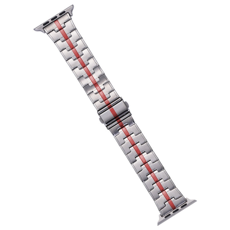 Frendorf | Für Apple Watch Series 2 42mm Edelstahl Armband (Silber Rot)