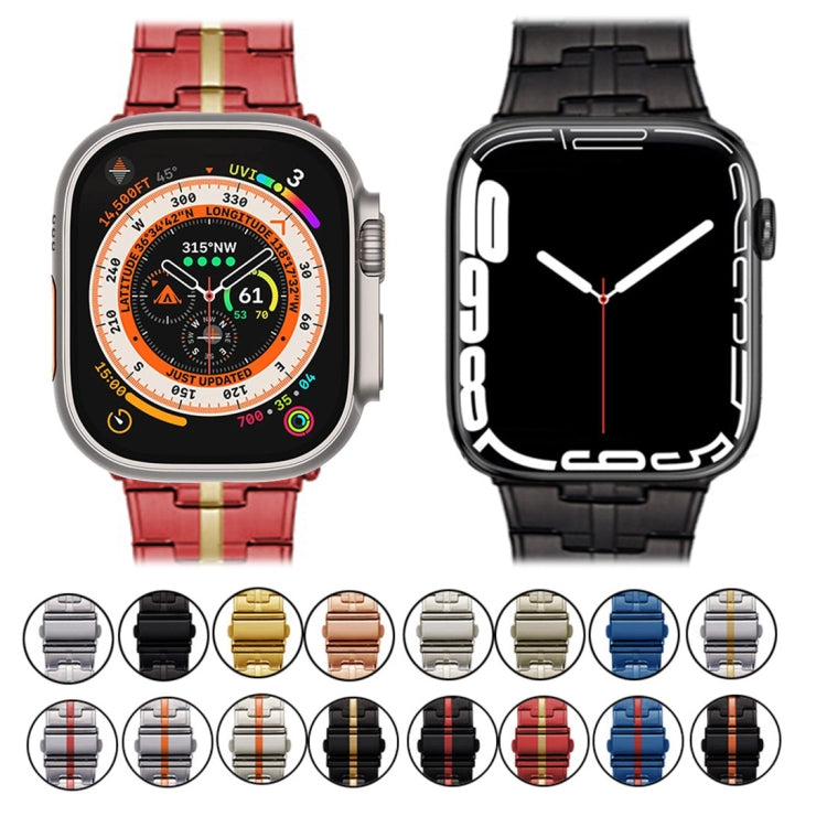 Frendorf | Für Apple Watch SE 44mm Edelstahl Uhrenarmband (Schwarz Orange)