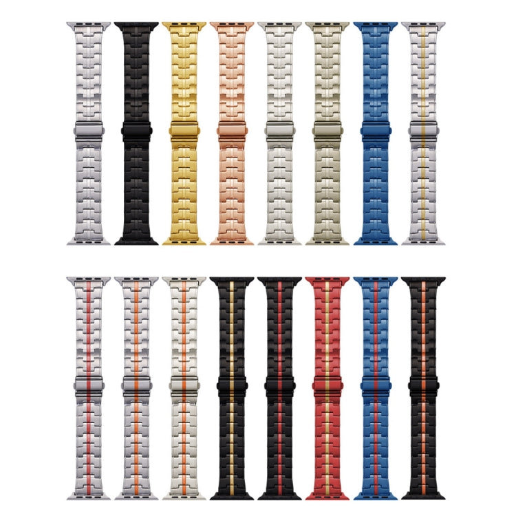 Frendorf | Für Apple Watch SE 44mm Edelstahl Uhrenarmband (Schwarz Orange)