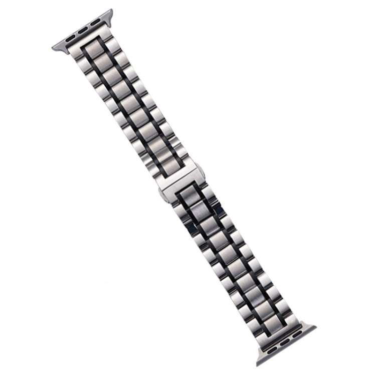 Frendorf | Für Apple Watch SE 2023 40mm Fünf-Perlen Edelstahl Armband (Silber Schwarz)