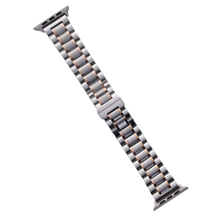 Frendorf | Für Apple Watch Series 7 45mm Fünf-Perlen Edelstahl-Armband (Silber Roségold)