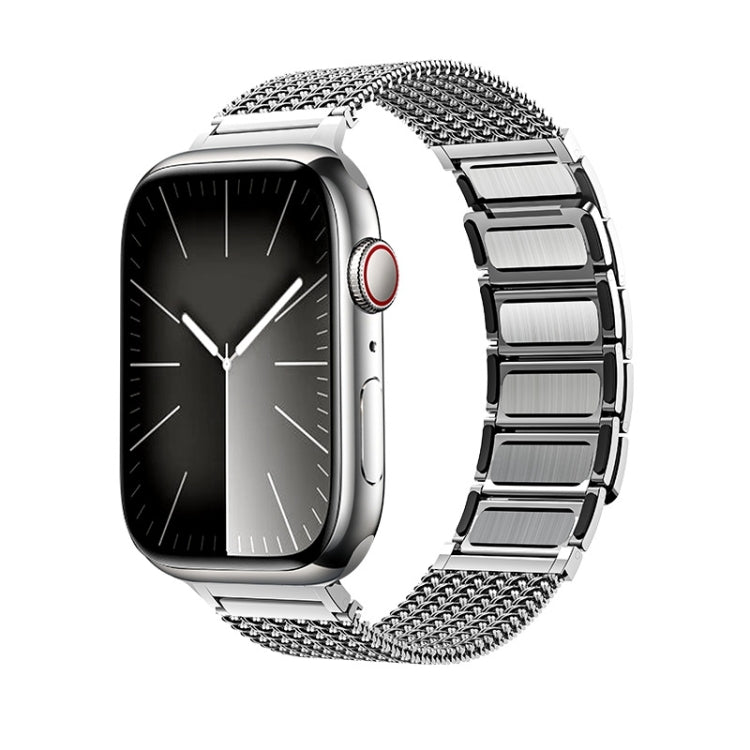 Frendorf | Für Apple Watch SE 44mm Magnetverschluss Geflochtene Kette Edelstahl Armband (Silber)