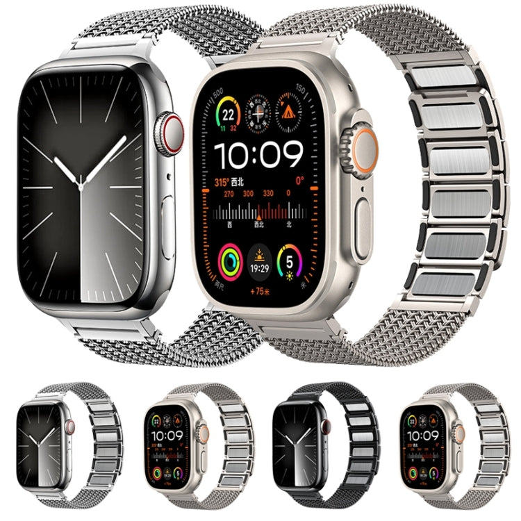 Frendorf | Für Apple Watch SE 44mm Magnetverschluss Geflochtene Kette Edelstahl Armband (Silber)