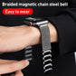 Frendorf | Für Apple Watch SE 44mm Magnetverschluss Geflochtene Kette Edelstahl Armband (Silber)