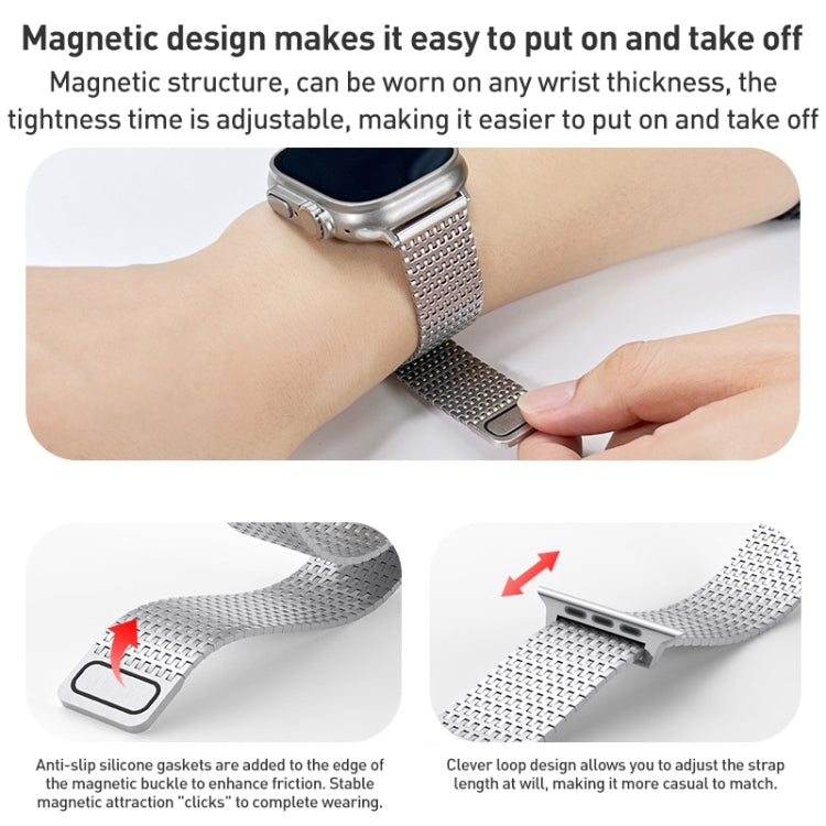 Frerndorf | Für Apple Watch Series 9 45mm Milanese Loop Magnetverschluss Edelstahl-Uhrenarmband (Silber)