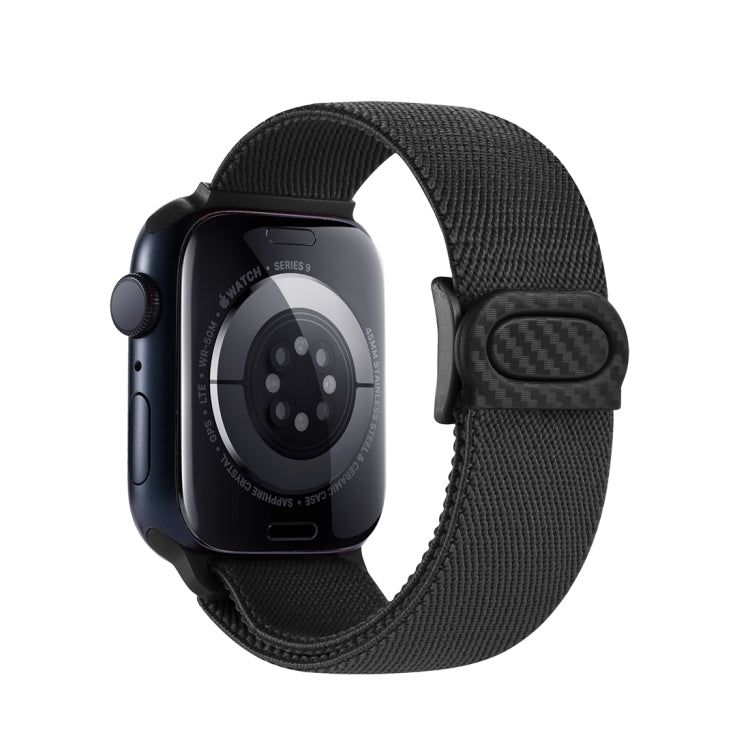 Frendorf | Für Apple Watch SE 2022 40mm Carbonfasertextur Snap-Buckle Nylon-Uhrenarmband (Schwarz)