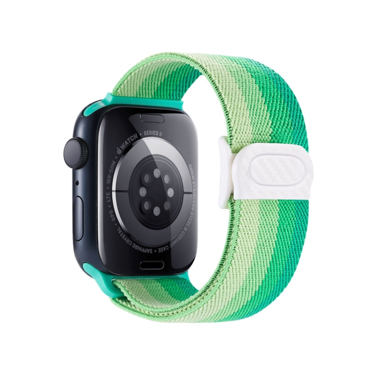 Frendorf | Für Apple Watch SE 2022 40mm Carbonfasertextur Snap-Buckle Nylon Armband (Gradient Grün)
