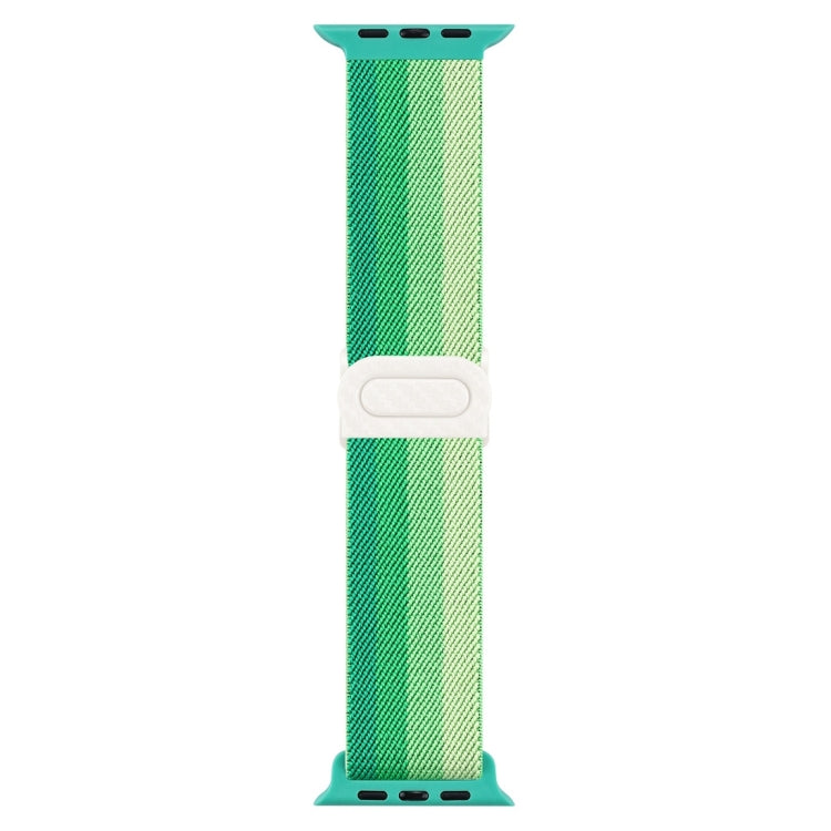 Frendorf | Für Apple Watch SE 2022 40mm Carbonfasertextur Snap-Buckle Nylon Armband (Gradient Grün)