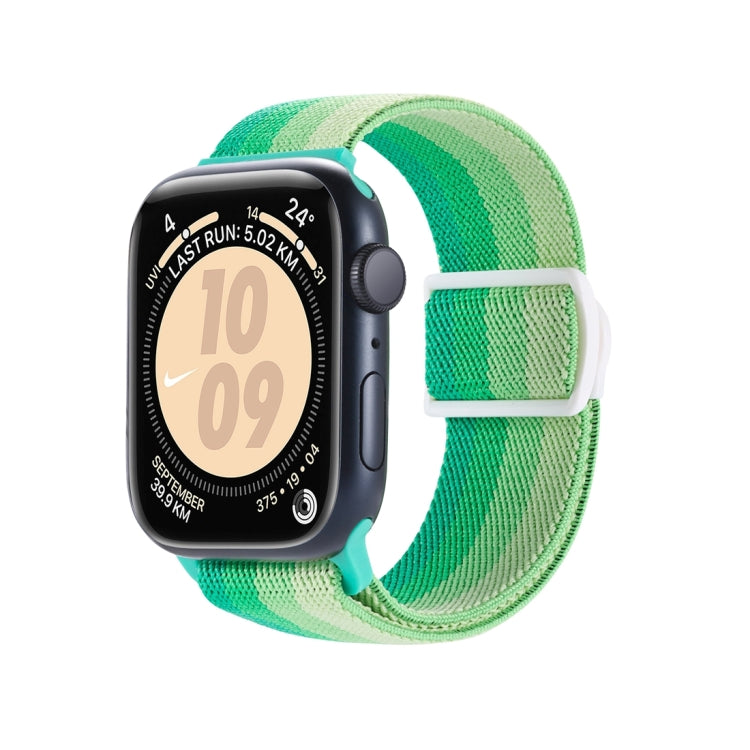 Frendorf | Für Apple Watch SE 2022 40mm Carbonfasertextur Snap-Buckle Nylon Armband (Gradient Grün)