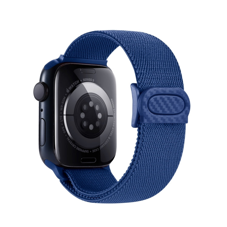 Frendorf | Für Apple Watch Series 5 44mm Kohlefasertextur Snap-Buckle Nylon-Uhrenarmband (Blau)