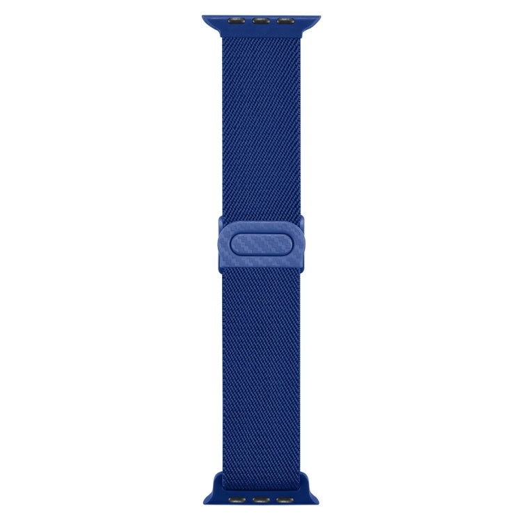 Frendorf | Für Apple Watch Series 5 44mm Kohlefasertextur Snap-Buckle Nylon-Uhrenarmband (Blau)