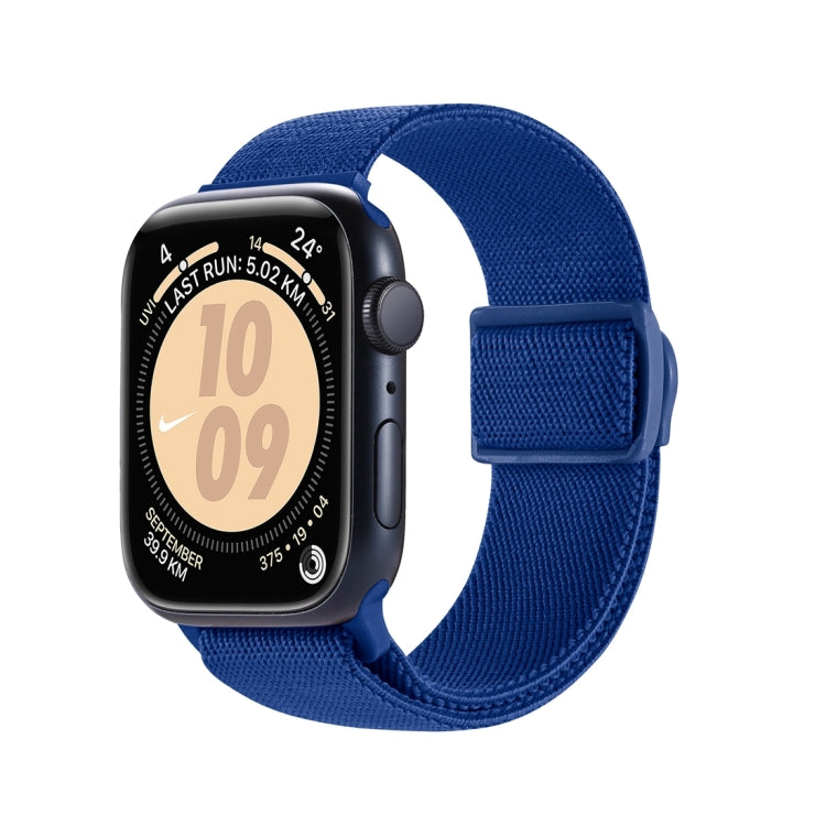 Frendorf | Für Apple Watch Series 5 44mm Kohlefasertextur Snap-Buckle Nylon-Uhrenarmband (Blau)