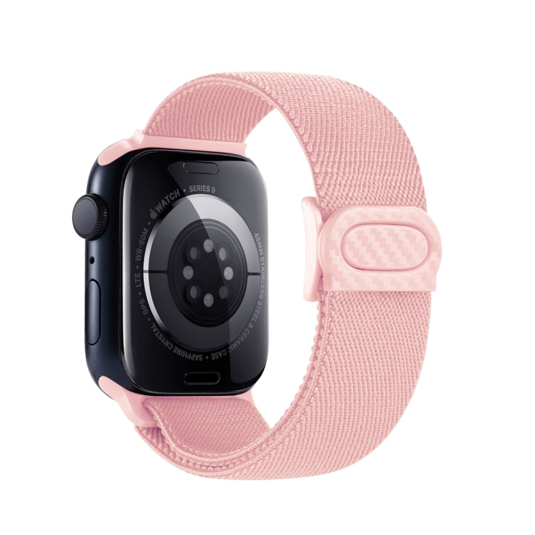 Frendorf | Für Apple Watch Series 4 40mm Kohlefasertextur Snap-Schnalle Nylon-Uhrenarmband (Pink)