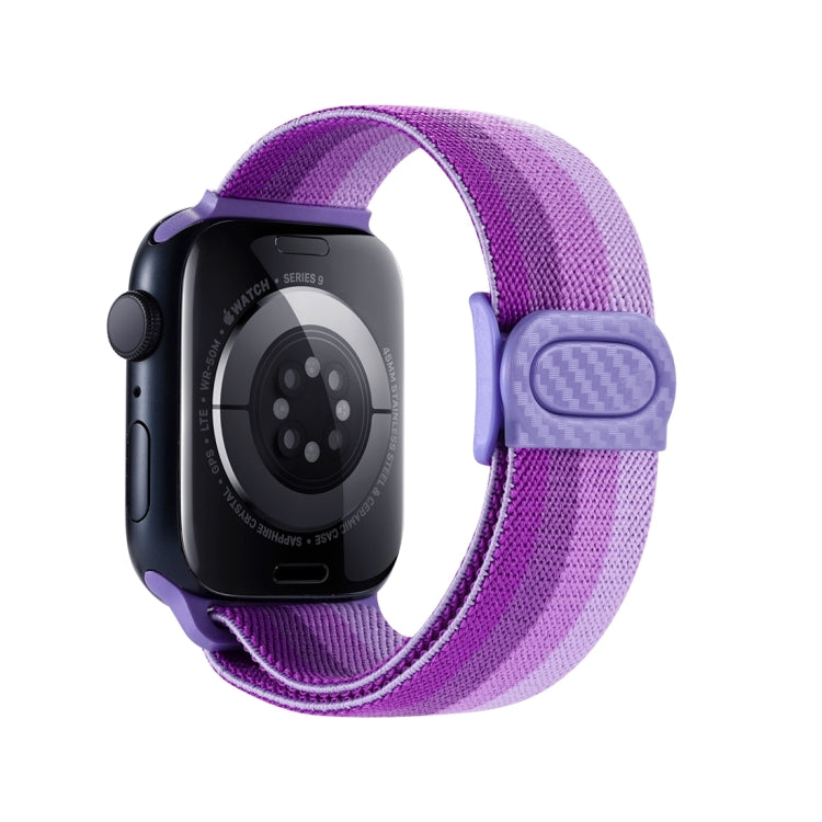 Frendorf | Für Apple Watch Series 4 40mm Karbonfasertextur Snap Buckle Nylon Uhrenarmband (Gradient Lila)