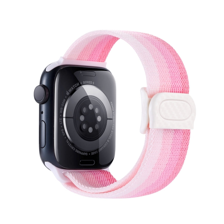 Frendorf | Für Apple Watch Series 2 42mm Kohlefaserstruktur Snap-Buckle Nylon-Uhrenband (Gradient Pink)