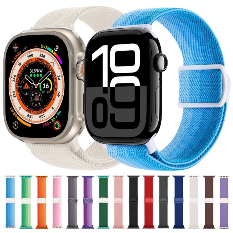 Frendorf | Für Apple Watch Series 5 44mm Kohlefasertextur Snap-Buckle Nylon-Uhrenarmband (Blau)
