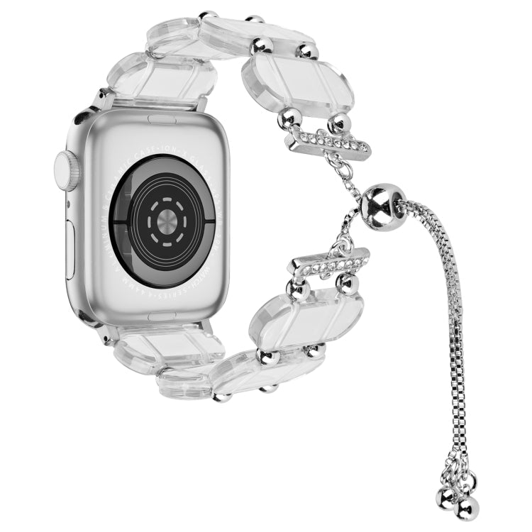Frendorf | Für Apple Watch SE 2023 44 mm Harz Teleskop Kettenarmband (Transparent)