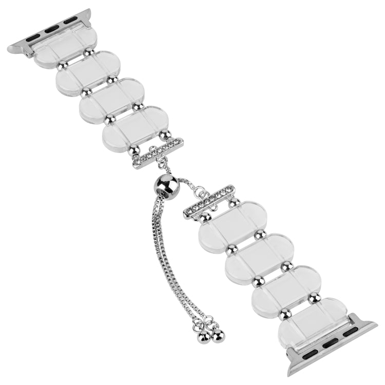Frendorf | Für Apple Watch SE 2023 44 mm Harz Teleskop Kettenarmband (Transparent)