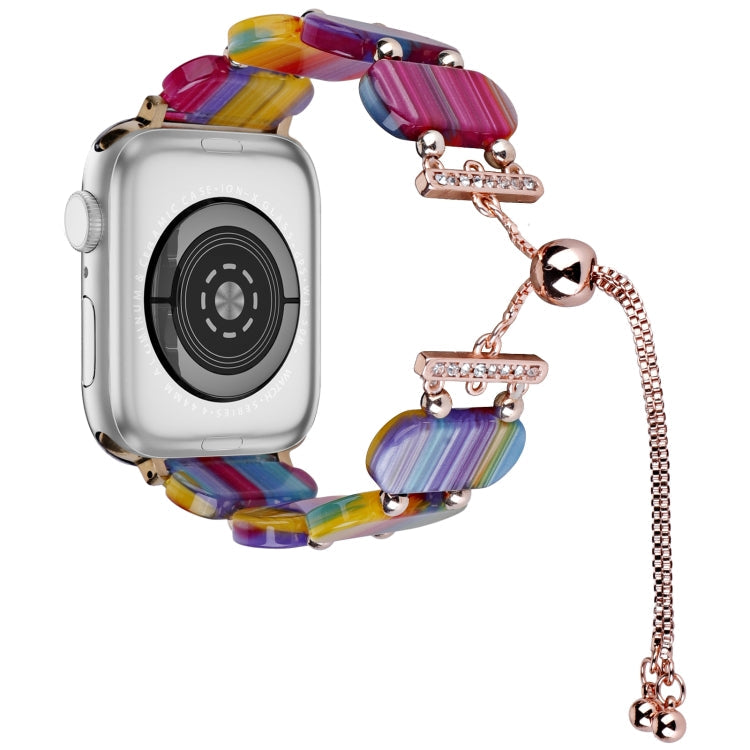 Frerndorf | Für Apple Watch Series 8 45mm Harz Teleskop Kette Uhrenarmband (Regenbogen)